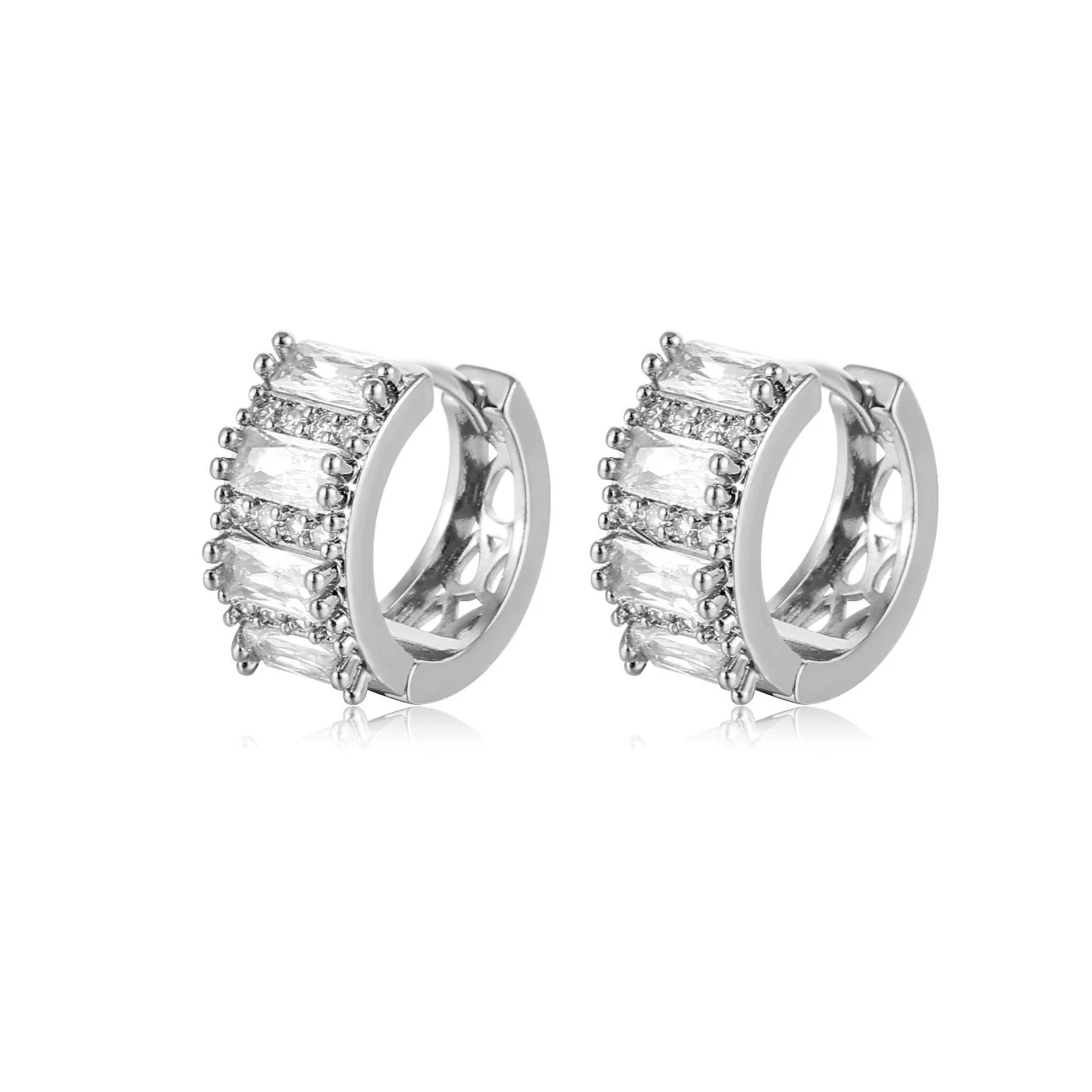 Wholesale Geometric Microinlaid Zircon Ear Buckle Women's Earrings Made Of Environmental Protection Copper With Electroplating Treatment - Image 5