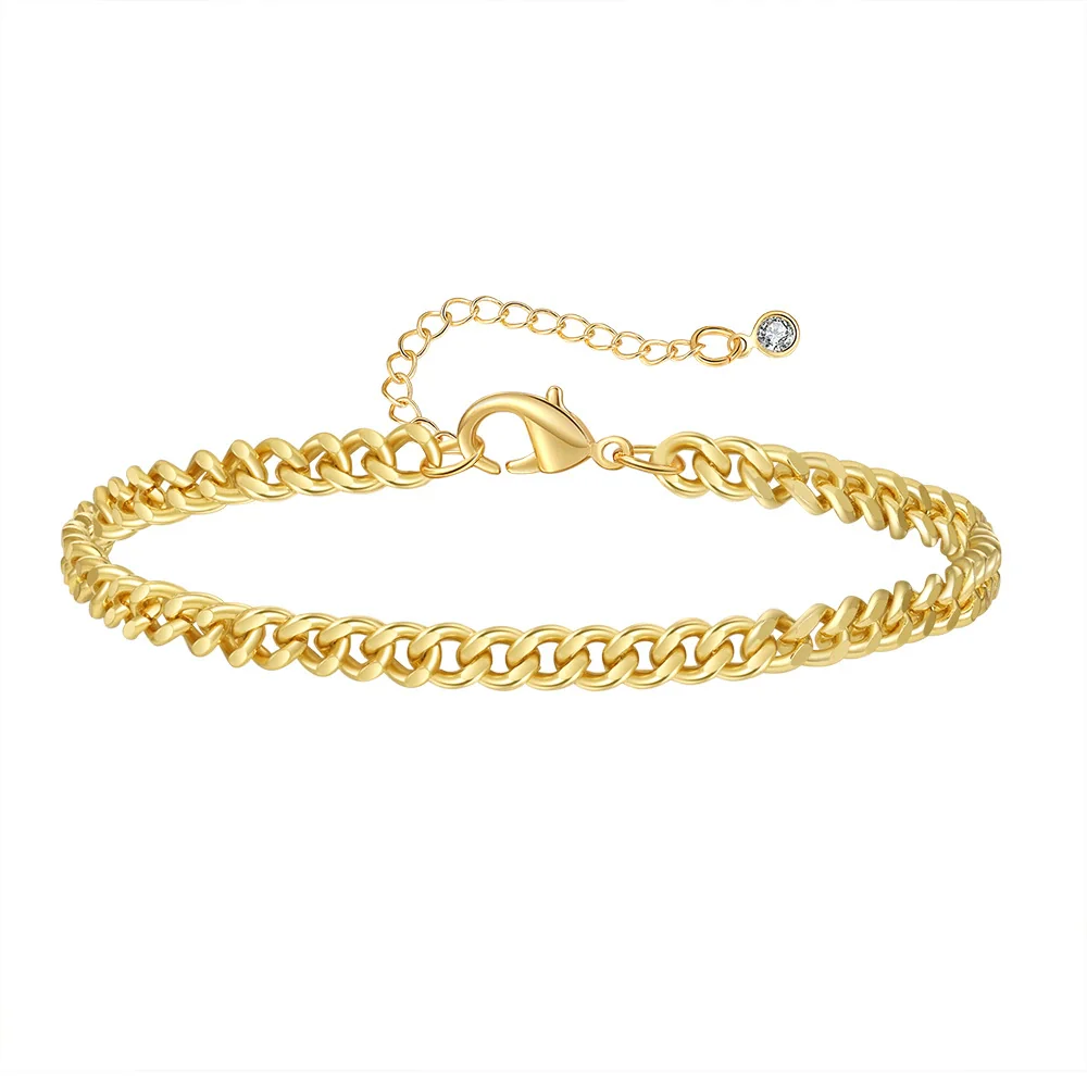 Wholesale Geometric Minimalist Copper Real Gold Plated Anklet For Women - Image 4