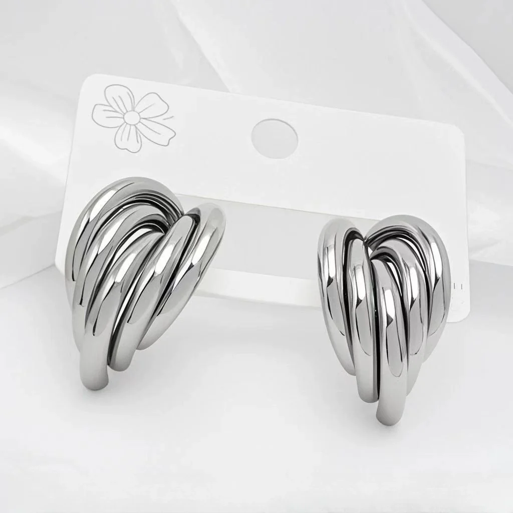 Wholesale Geometric Multilayer Titanium Steel Earrings Electroplated Light Luxury Fashion Jewelry - Image 12