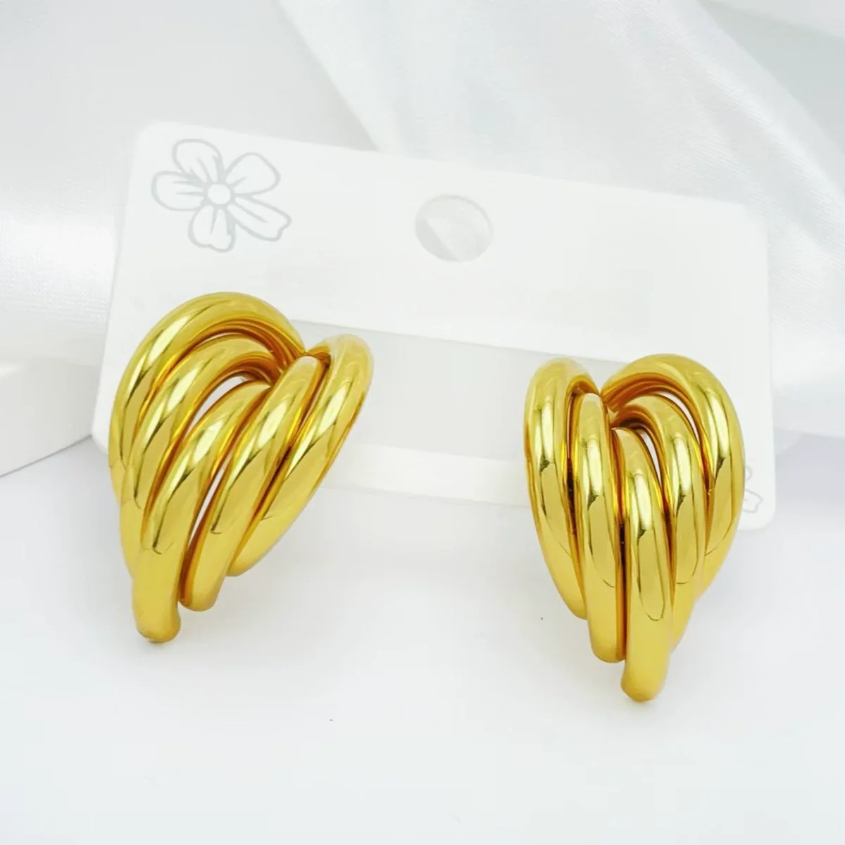 Wholesale Geometric Multilayer Titanium Steel Earrings Electroplated Light Luxury Fashion Jewelry - Image 13