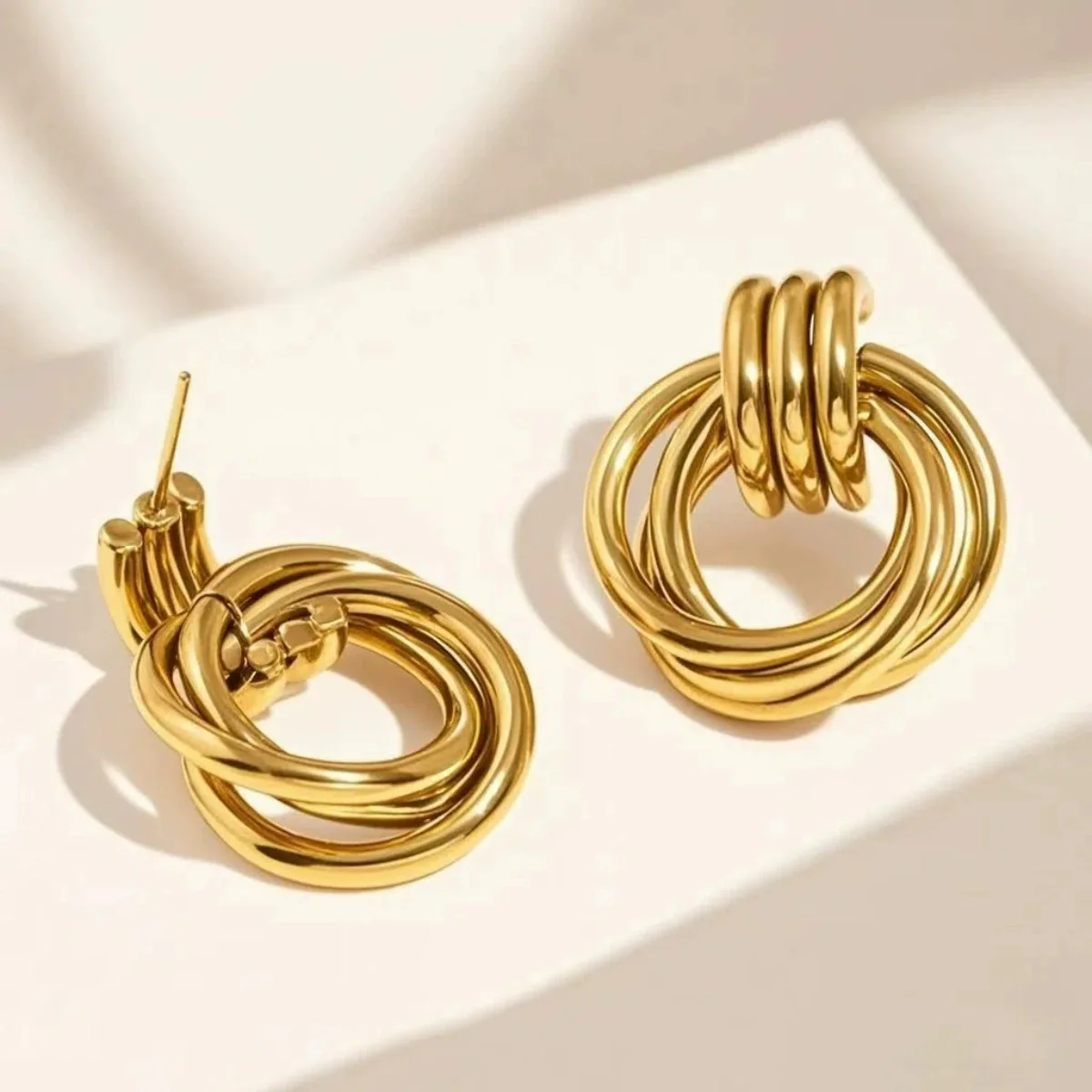 Wholesale Geometric Multilayer Titanium Steel Earrings Electroplated Light Luxury Fashion Jewelry - Image 2