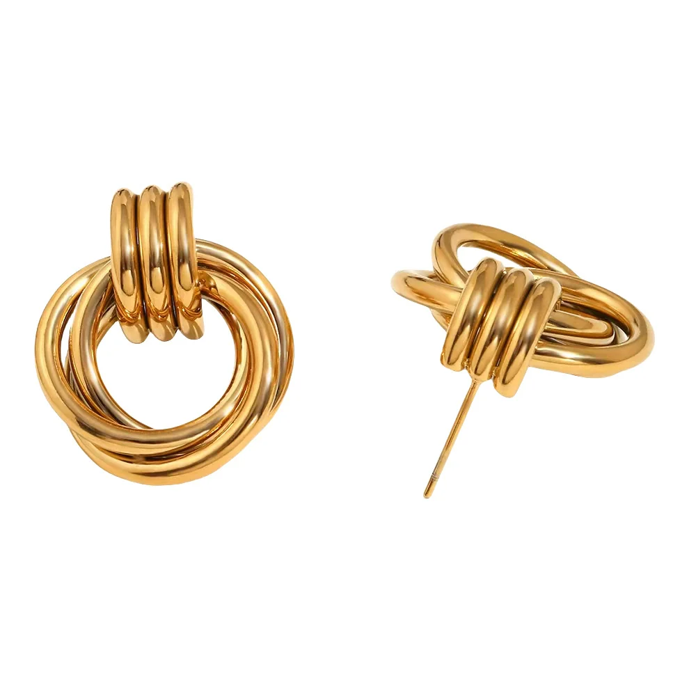 Wholesale Geometric Multilayer Titanium Steel Earrings Electroplated Light Luxury Fashion Jewelry - Image 5