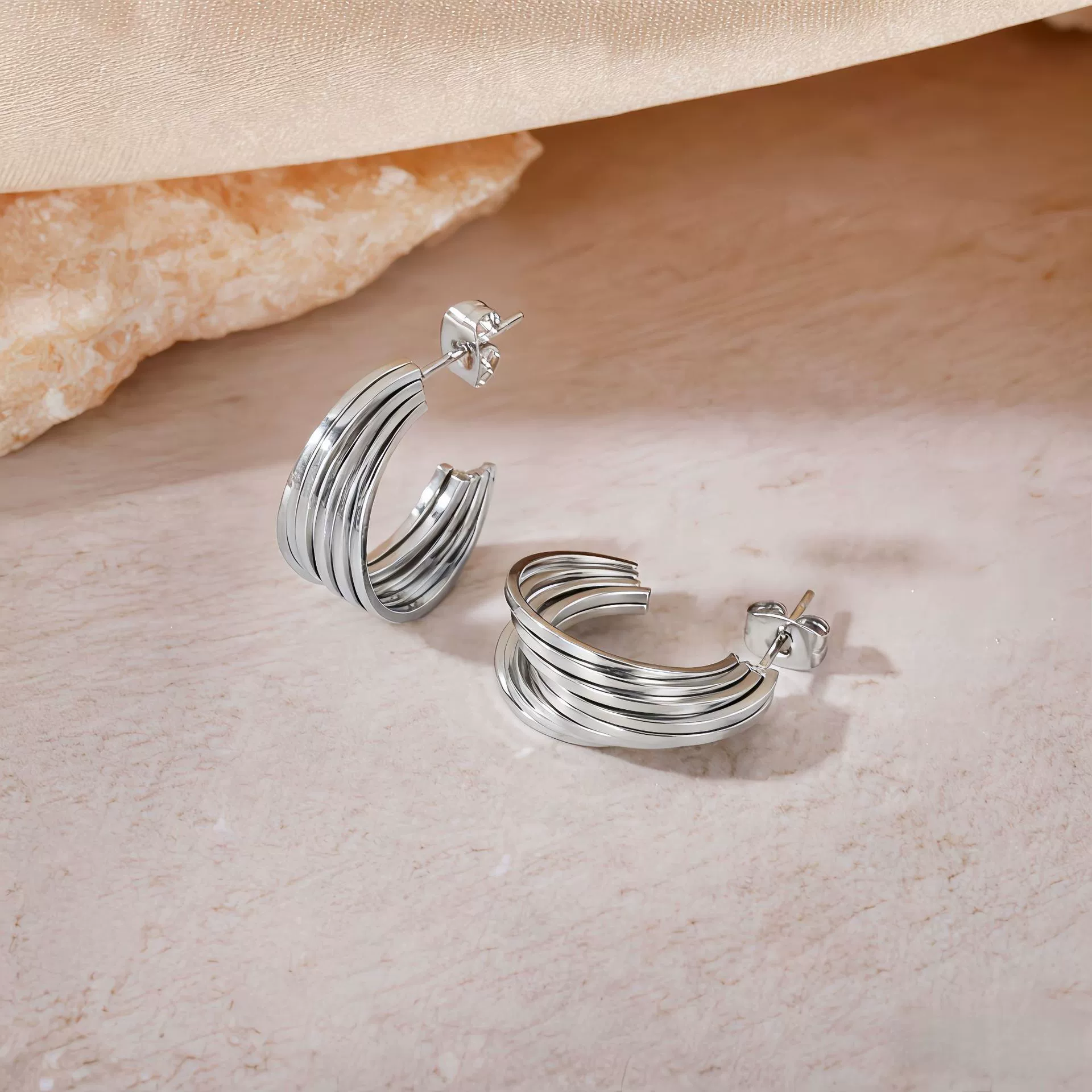 Wholesale Geometric Patchwork Titanium Steel Earrings With Electroplating For Women - Image 16