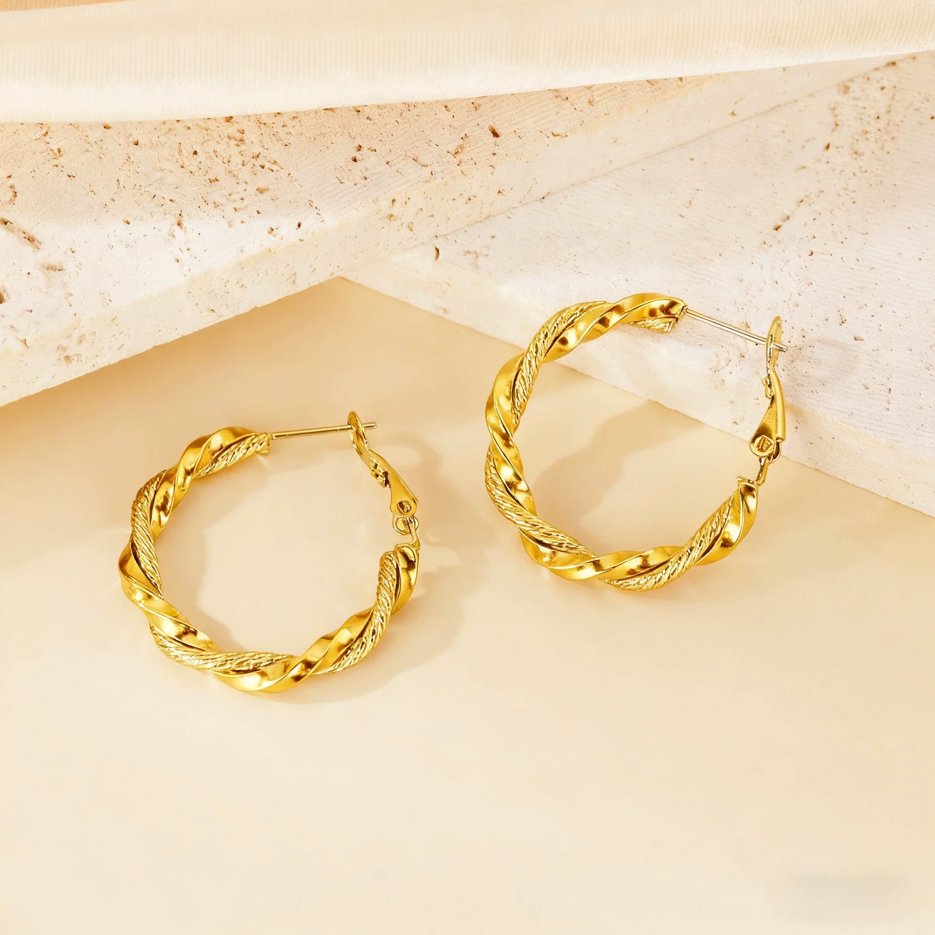 Wholesale Geometric Patchwork Titanium Steel Earrings With Electroplating For Women - Image 2