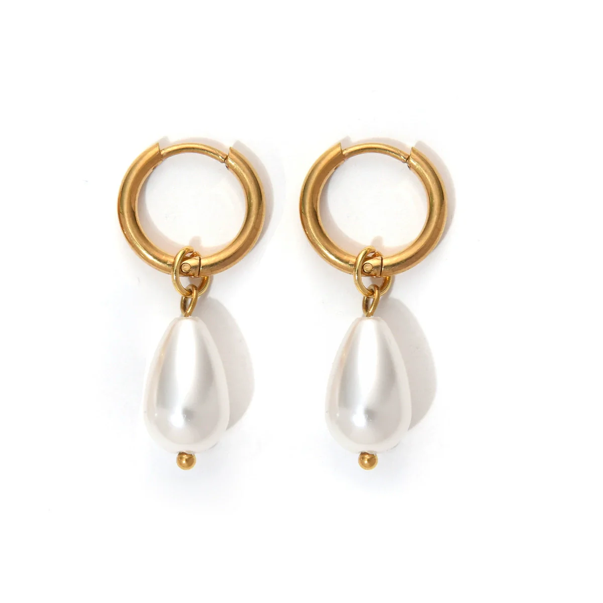 Wholesale Geometric Pearl Earrings Titanium Steel Jewelry Electroplated Retro Style For Women - Image 5