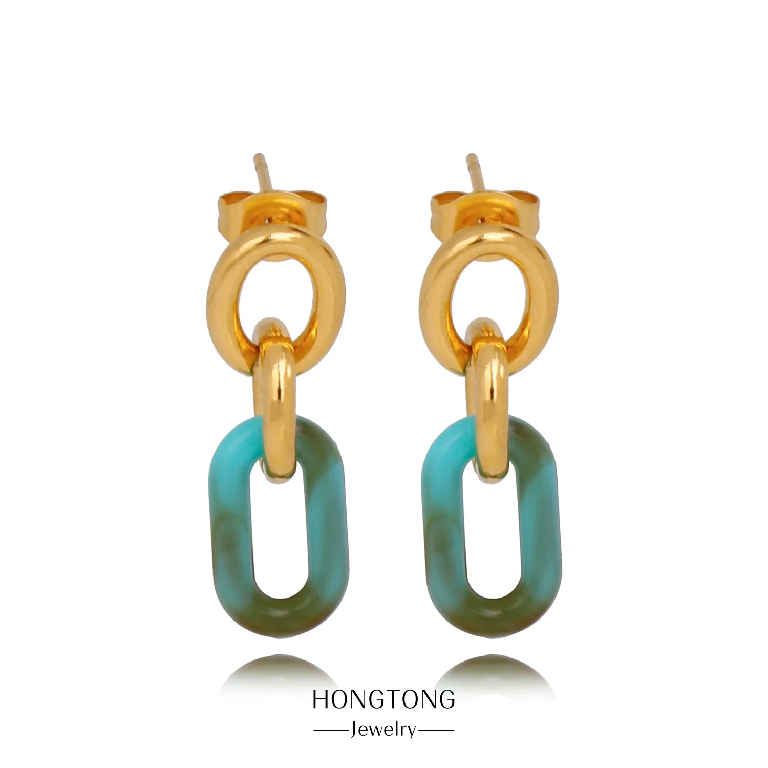 Wholesale Geometric Personality Earrings Acrylic Stainless Steel Mixed Material 18K Gold Plated Electroplating For Women