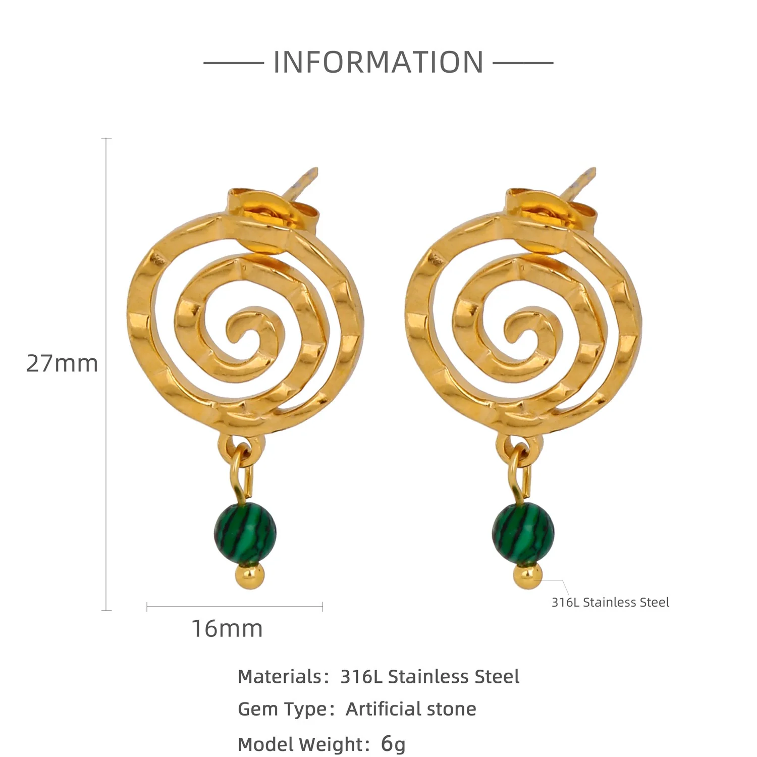 Wholesale Geometric Personality Earrings Acrylic Stainless Steel Mixed Material 18K Gold Plated Electroplating For Women - Image 10