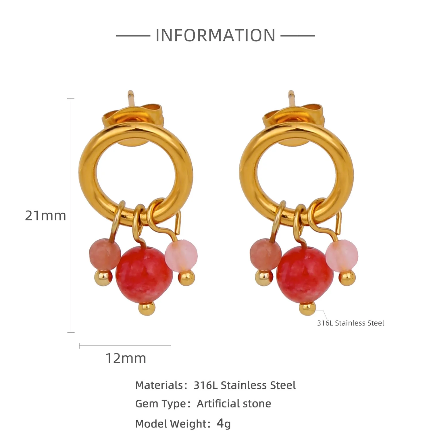 Wholesale Geometric Personality Earrings Acrylic Stainless Steel Mixed Material 18K Gold Plated Electroplating For Women - Image 19
