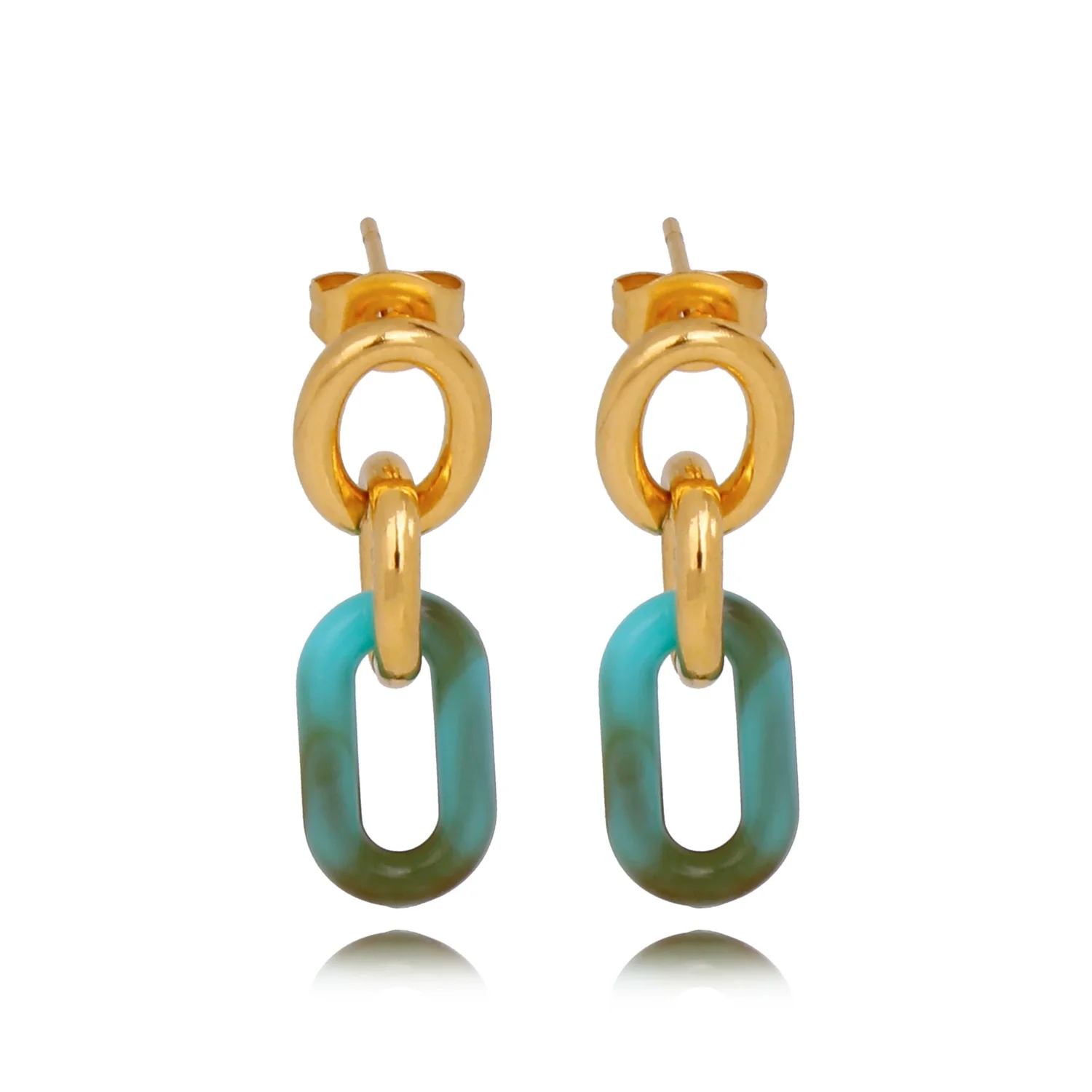 Wholesale Geometric Personality Earrings Acrylic Stainless Steel Mixed Material 18K Gold Plated Electroplating For Women - Image 5