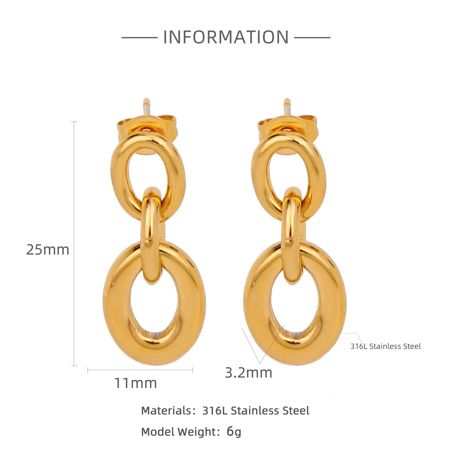Wholesale Geometric Personality Earrings Acrylic Stainless Steel Mixed Material 18K Gold Plated Electroplating For Women - Image 7