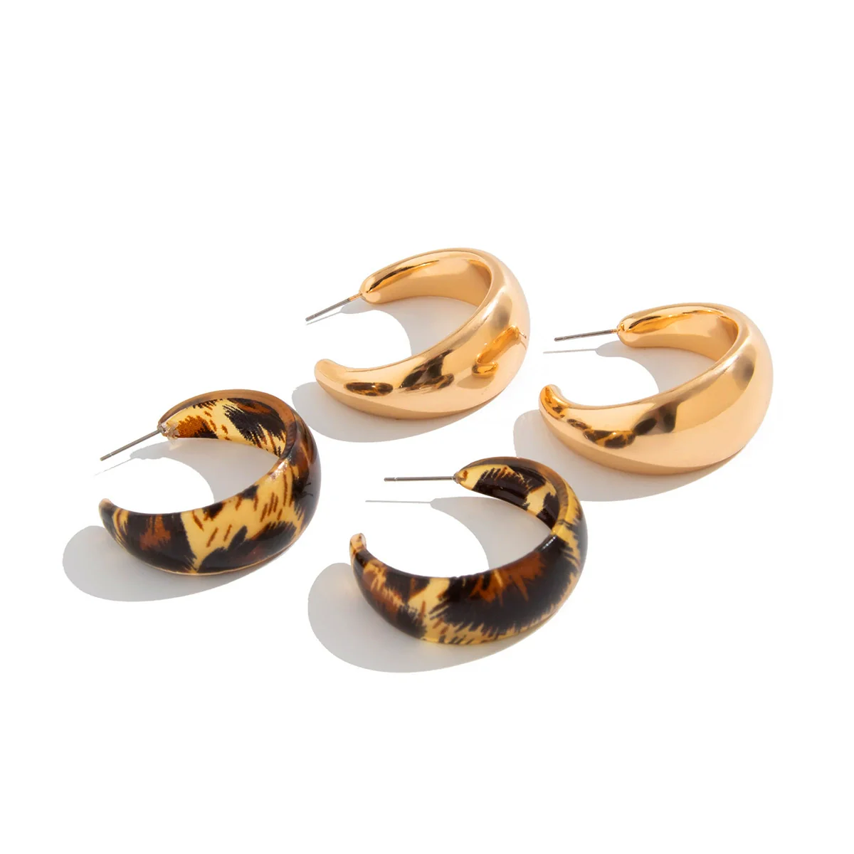 Wholesale Geometric Resin And Plastic Handmade Leopard Cshaped Women's Earrings - Image 5