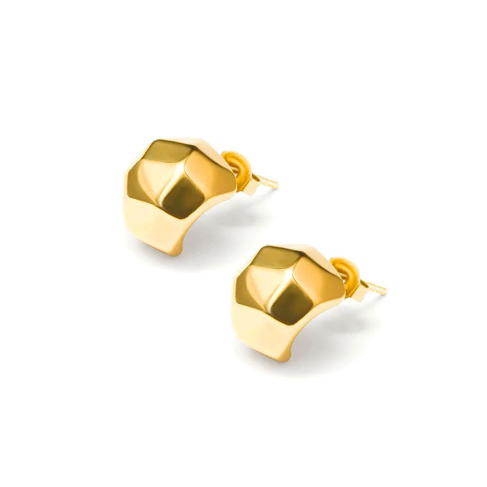 Wholesale Geometric Rhombus Textured Titanium Steel 18K Gold Plated Earrings - Image 4