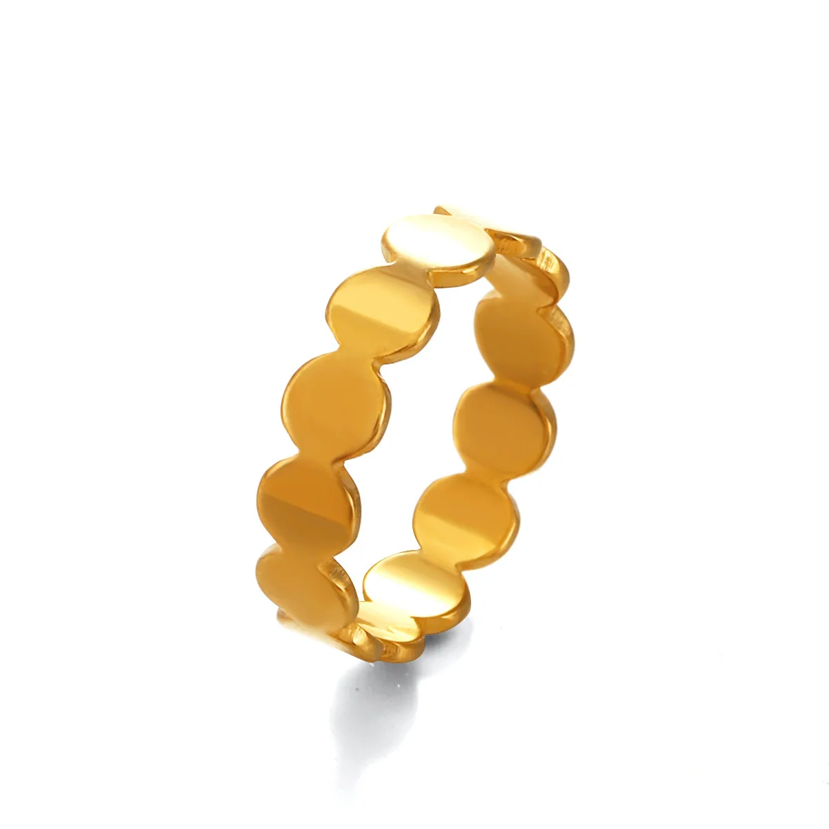 Wholesale Geometric Round Stainless Steel Ring For Women With Real Gold Electroplating - Image 5