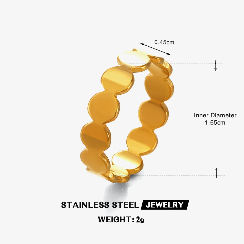 Wholesale Geometric Round Stainless Steel Ring For Women With Real Gold Electroplating - Image 6