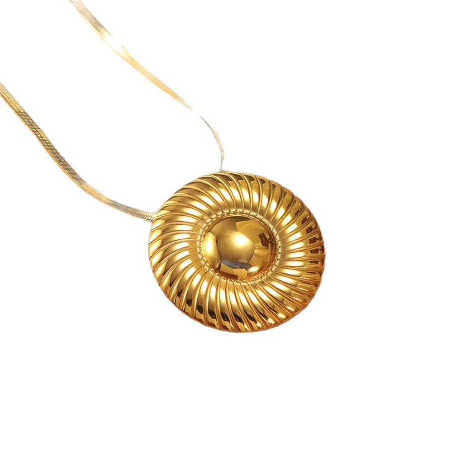 Wholesale Geometric Simple Style Electroplated Stainless Steel Circle Necklace And Earrings Set For Women - Image 5