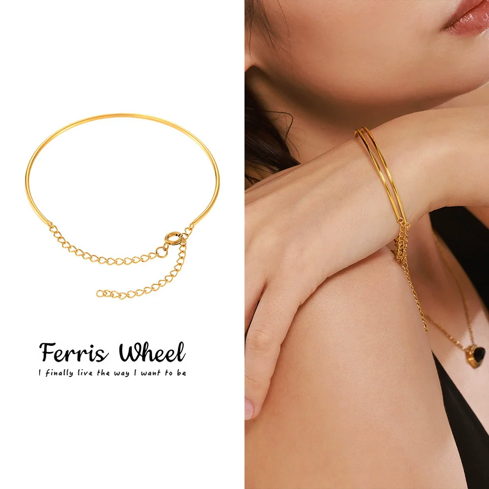 Wholesale Geometric Simple Style Goldplated Titanium Steel Ferris Wheel Snake Bone Bracelet For Unisex