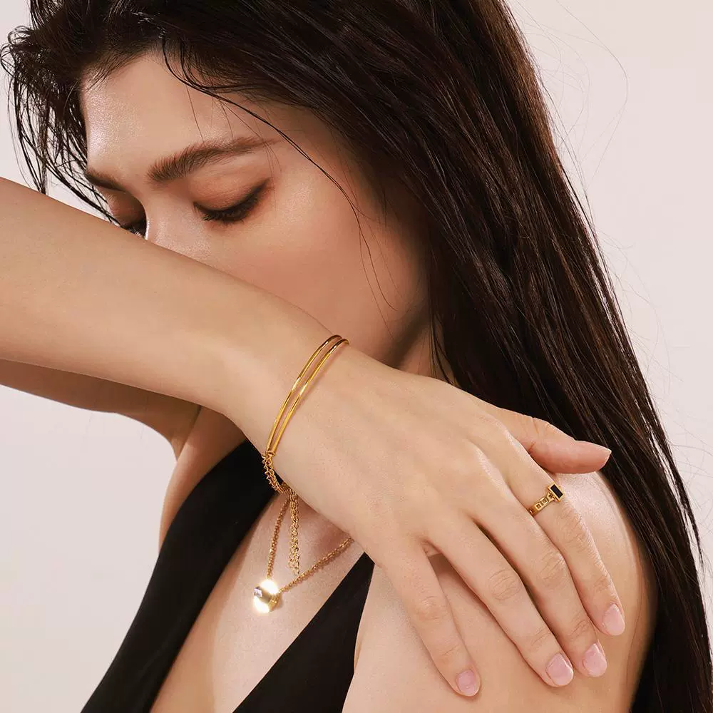 Wholesale Geometric Simple Style Goldplated Titanium Steel Ferris Wheel Snake Bone Bracelet For Unisex - Image 4