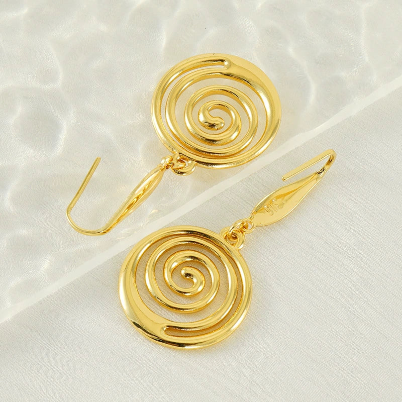 Wholesale Geometric Spiral 316L Stainless Steel Gold Plated Earrings For Women - Image 3