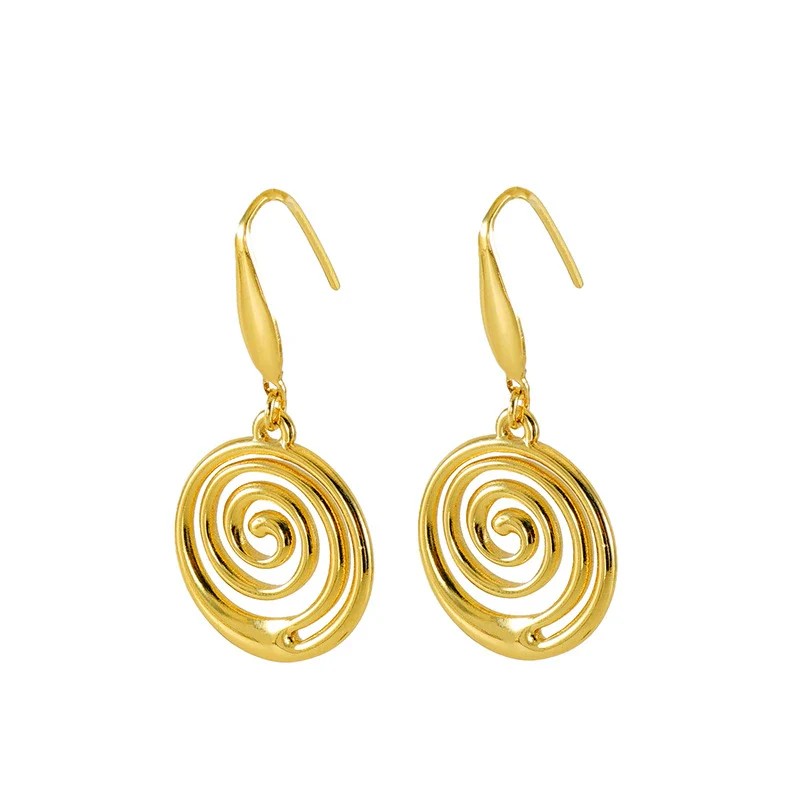Wholesale Geometric Spiral 316L Stainless Steel Gold Plated Earrings For Women - Image 5