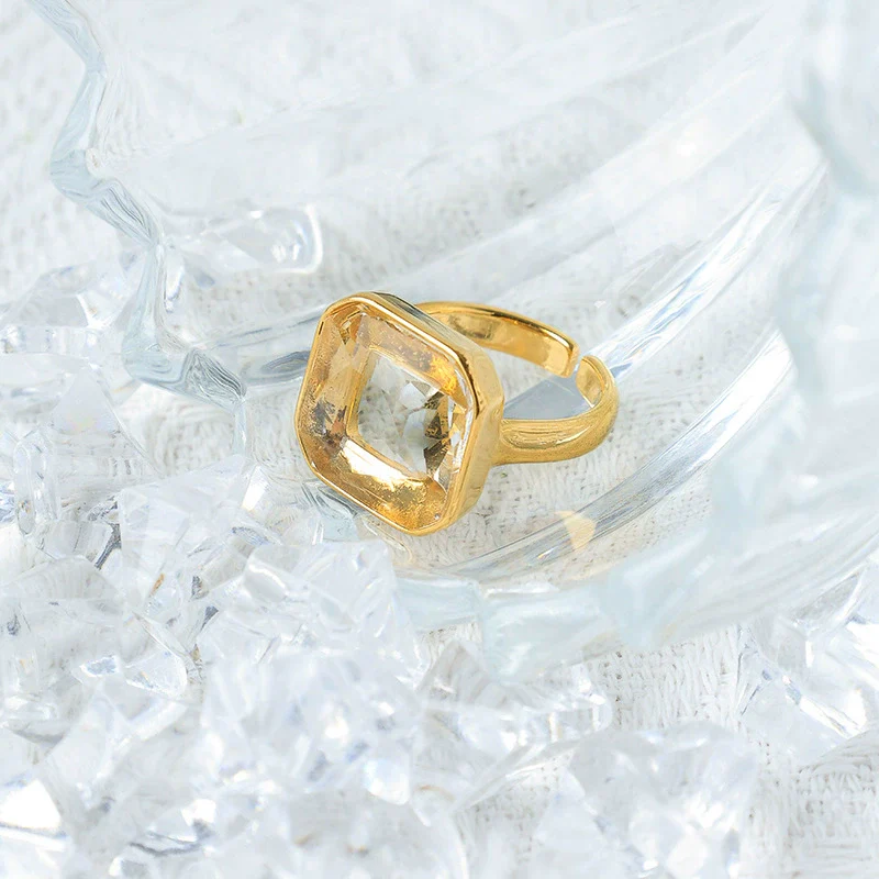 Wholesale Geometric Square Transparent Stainless Steel Fashion Ring For Women - Image 4