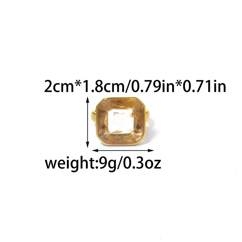 Wholesale Geometric Square Transparent Stainless Steel Fashion Ring For Women - Image 5