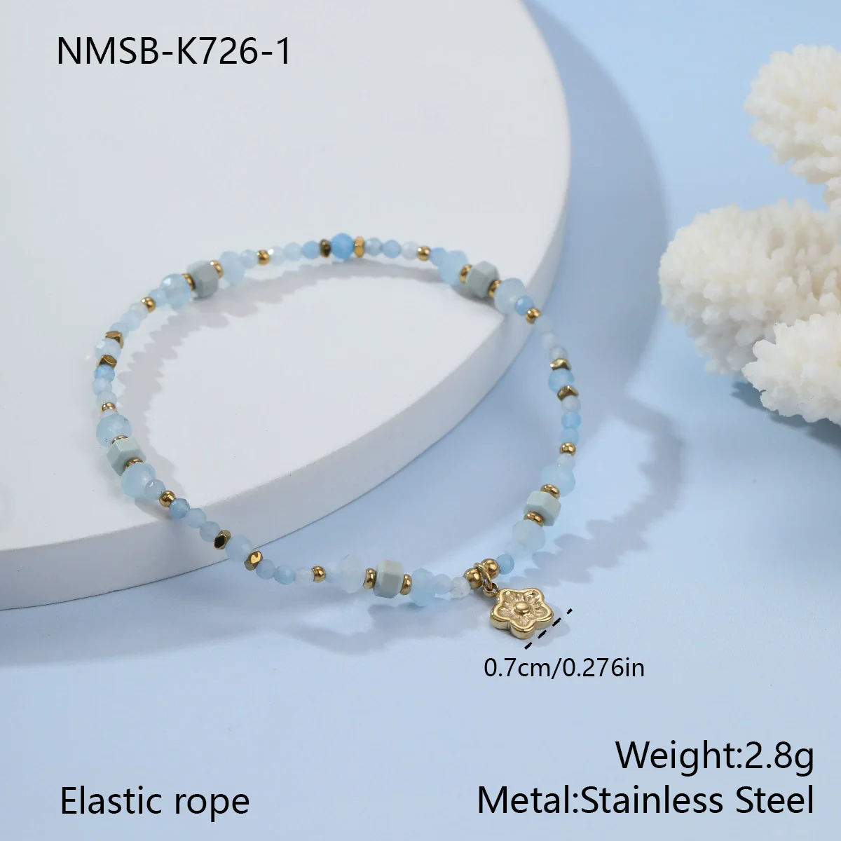 Wholesale Geometric Stainless Steel 18K Electroplated Beaded Bracelets For Women - Image 6