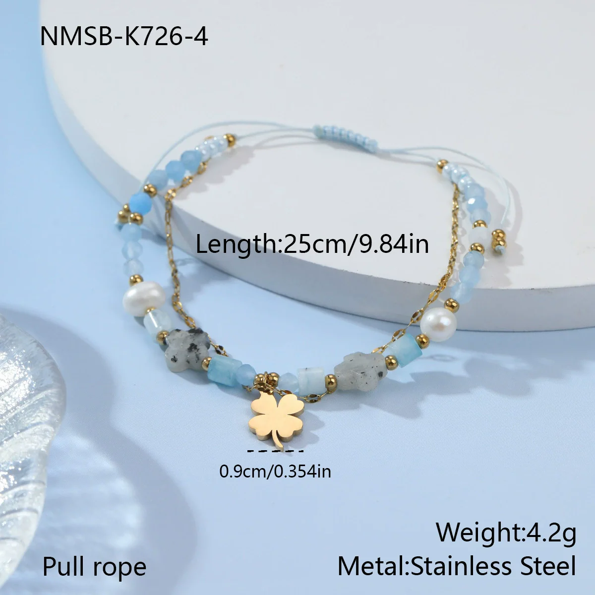 Wholesale Geometric Stainless Steel 18K Electroplated Beaded Bracelets For Women - Image 9