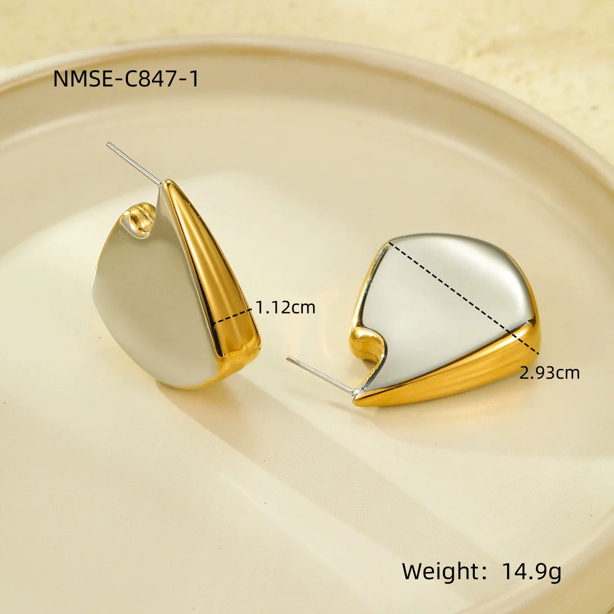 Wholesale Geometric Stainless Steel 18K Gold And Silver Electroplated Earrings For Women - Image 10