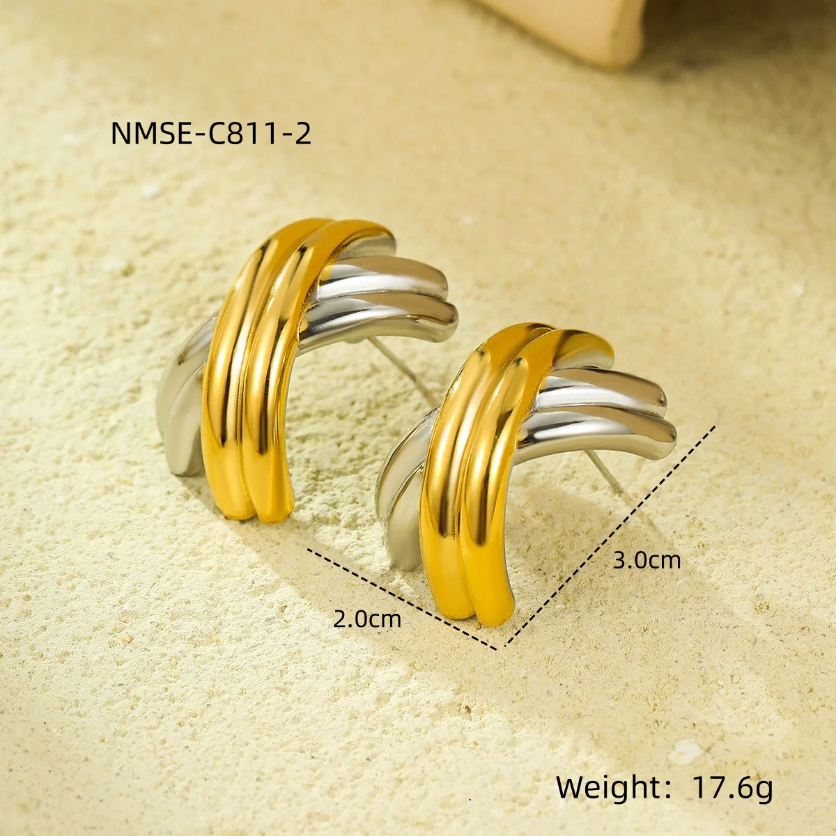 Wholesale Geometric Stainless Steel 18K Gold And Silver Electroplated Earrings For Women - Image 14