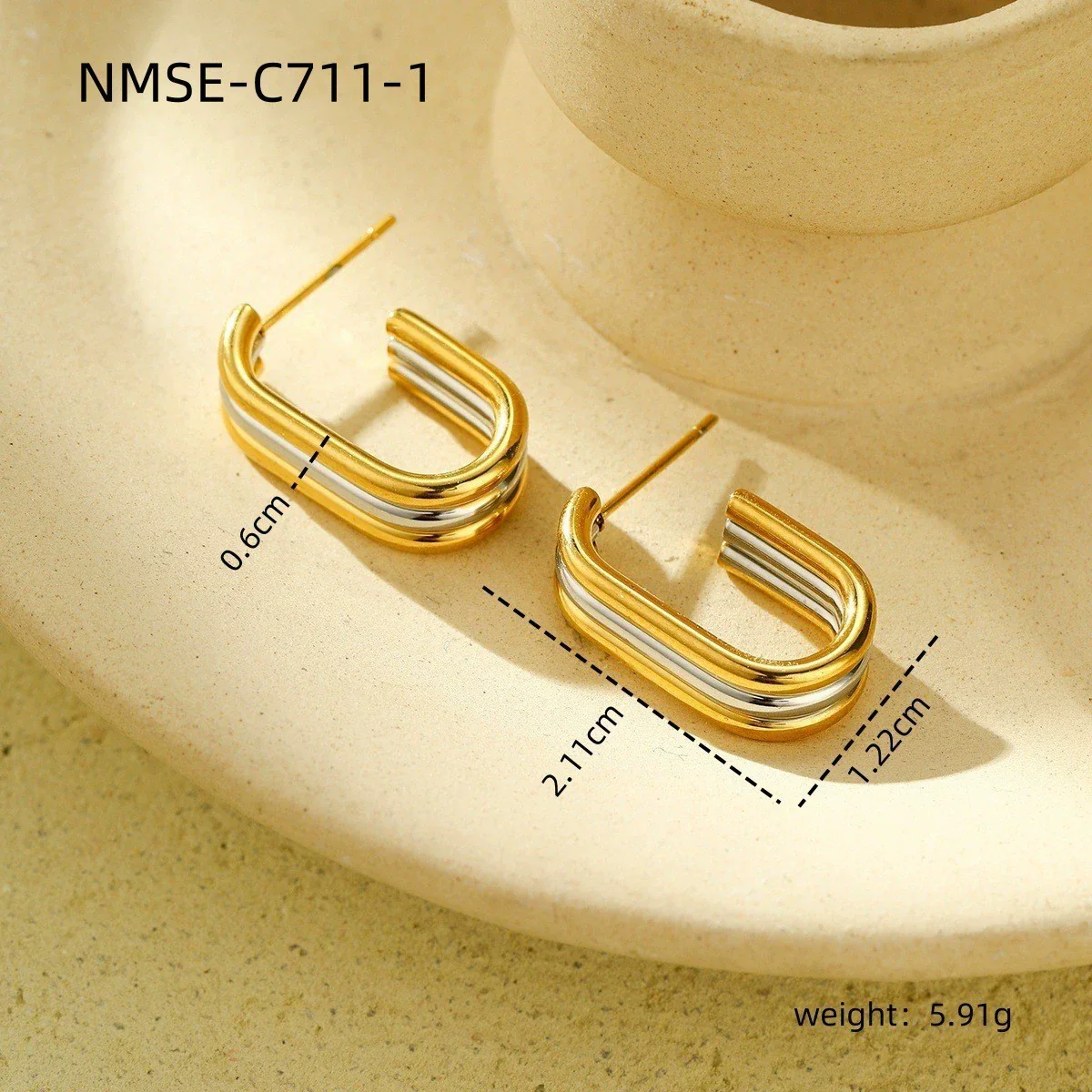Wholesale Geometric Stainless Steel 18K Gold And Silver Electroplated Earrings For Women - Image 15