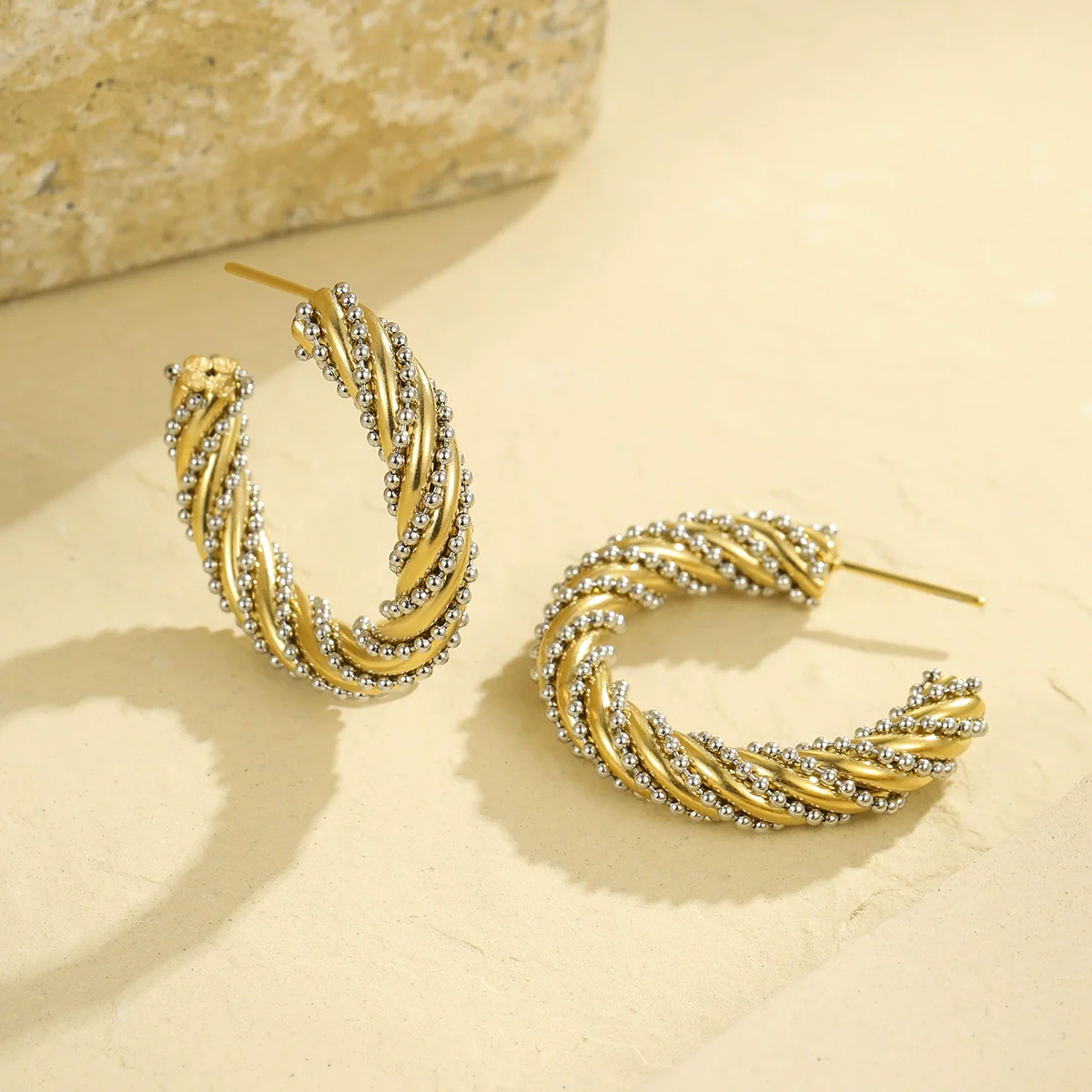 Wholesale Geometric Stainless Steel 18K Gold And Silver Electroplated Earrings For Women - Image 19