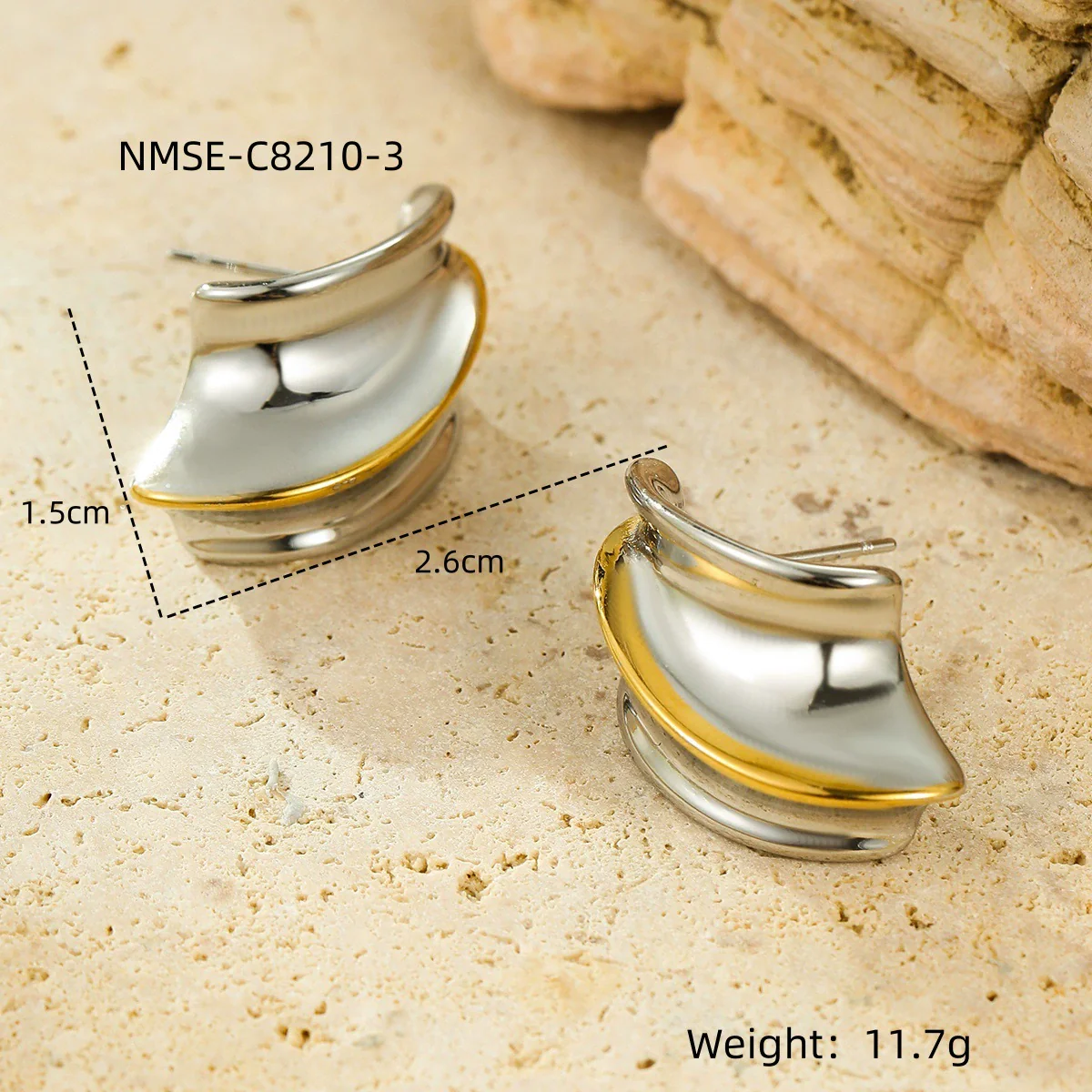 Wholesale Geometric Stainless Steel 18K Gold And Silver Electroplated Earrings For Women - Image 6