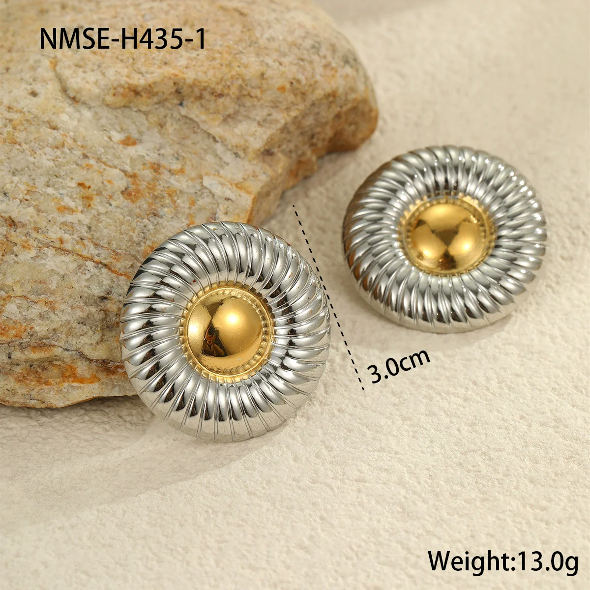 Wholesale Geometric Stainless Steel 18K Gold And Silver Electroplated Earrings For Women - Image 7