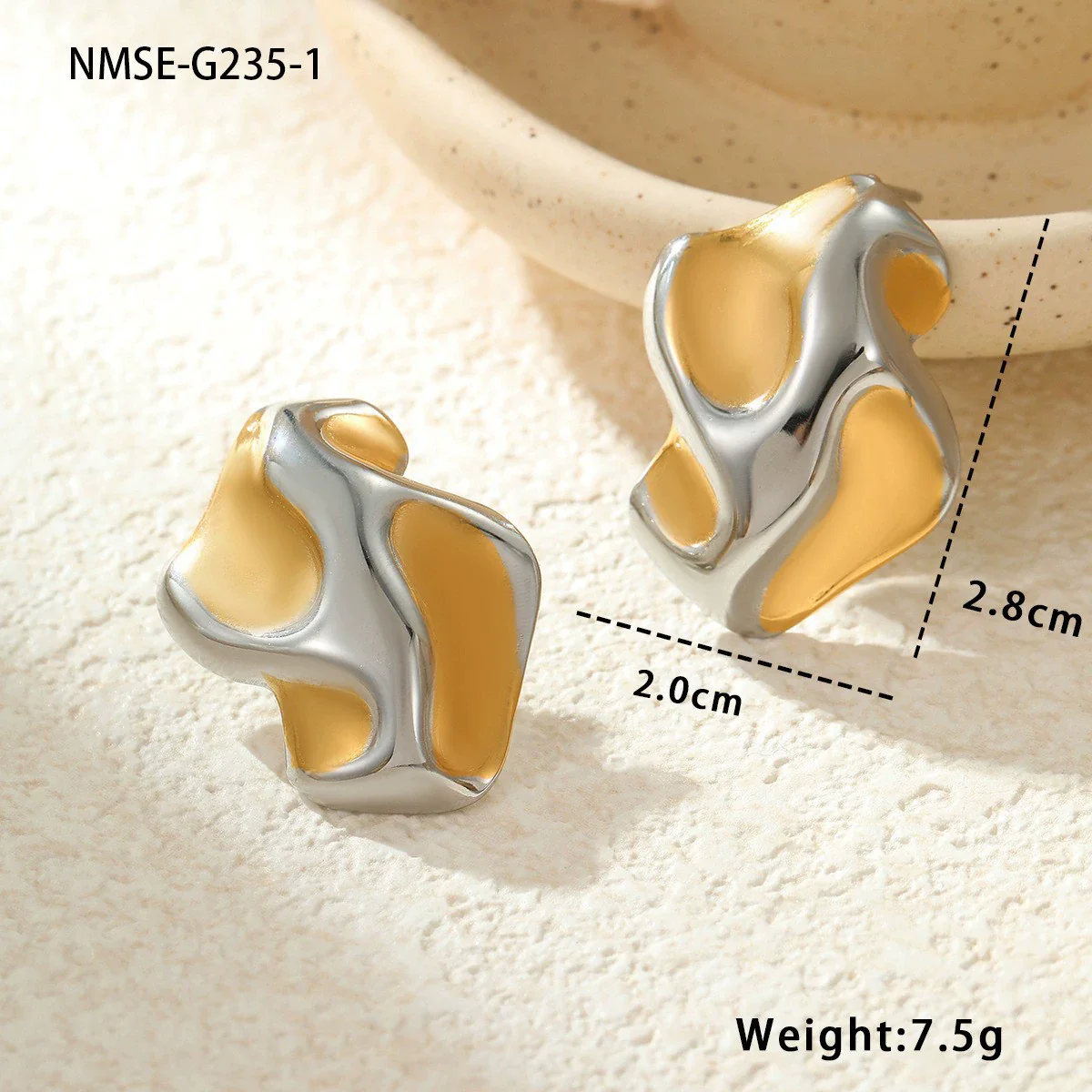 Wholesale Geometric Stainless Steel 18K Gold And Silver Electroplated Earrings For Women - Image 9