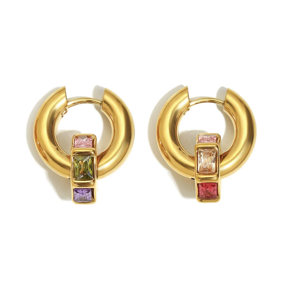 Wholesale Geometric Stainless Steel 18K Gold Plated Hoop Earrings For Women Light Luxury Style - Image 5