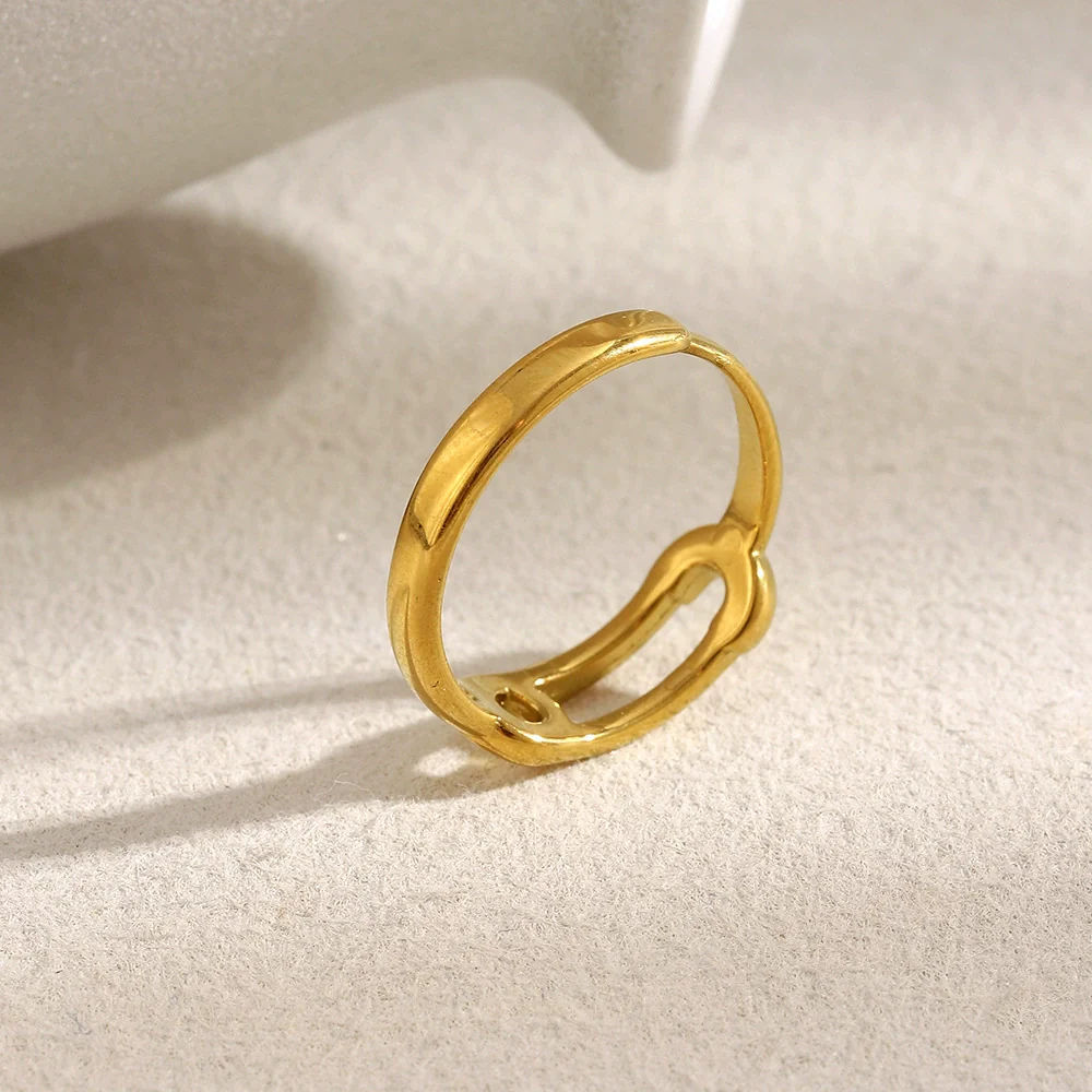 Wholesale Geometric Stainless Steel 18K Gold Plated Open Ring For Women Light Luxury Style - Image 4