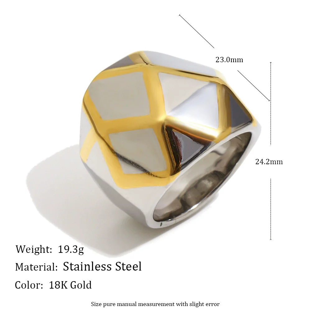 Wholesale Geometric Stainless Steel 18K Gold Plated Stereo Gold Ball Ring For Women In Light Luxury Style - Image 2