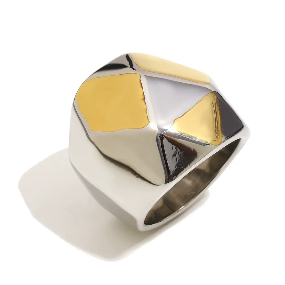 Wholesale Geometric Stainless Steel 18K Gold Plated Stereo Gold Ball Ring For Women In Light Luxury Style - Image 5