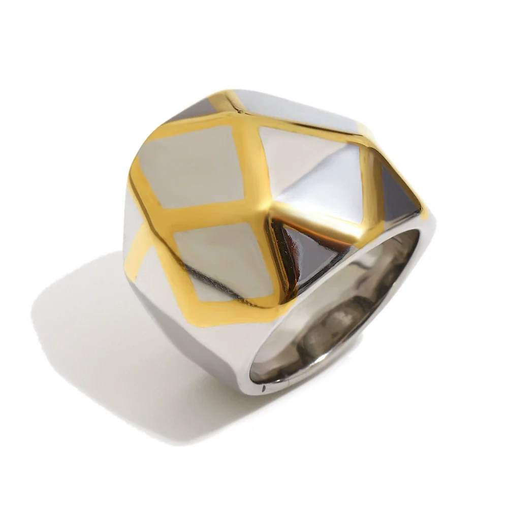 Wholesale Geometric Stainless Steel 18K Gold Plated Stereo Gold Ball Ring For Women In Light Luxury Style - Image 6
