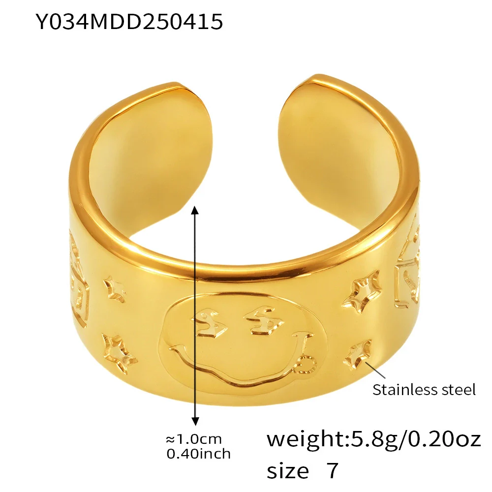 Wholesale Geometric Stainless Steel 18K Gold Plated Women's Finger Ring - Image 11