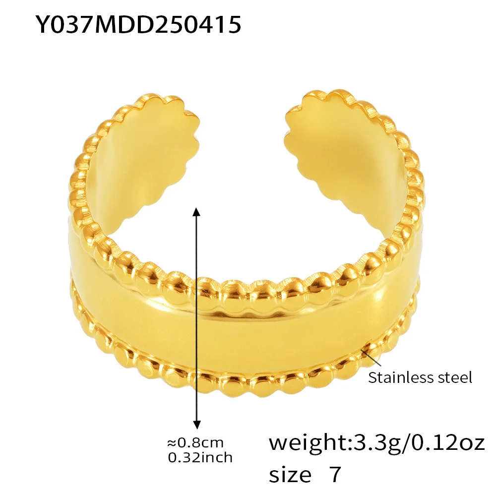 Wholesale Geometric Stainless Steel 18K Gold Plated Women's Finger Ring - Image 14