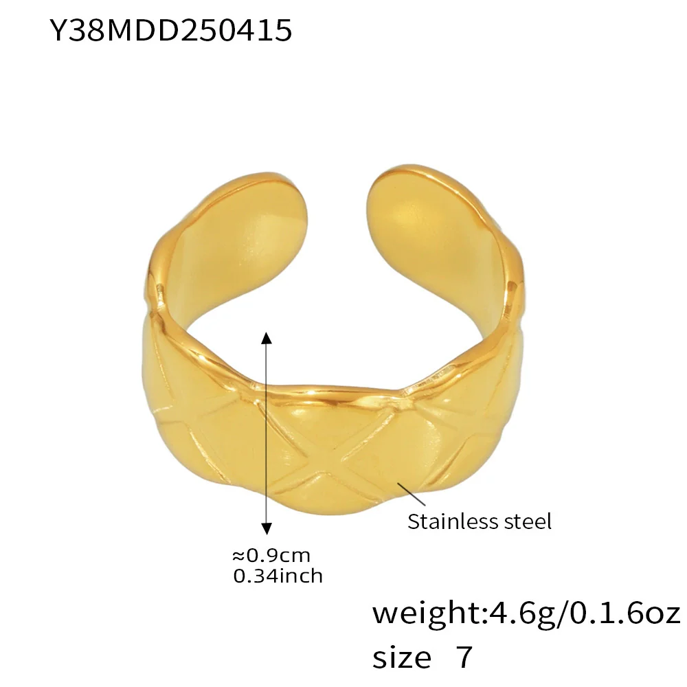 Wholesale Geometric Stainless Steel 18K Gold Plated Women's Finger Ring - Image 15