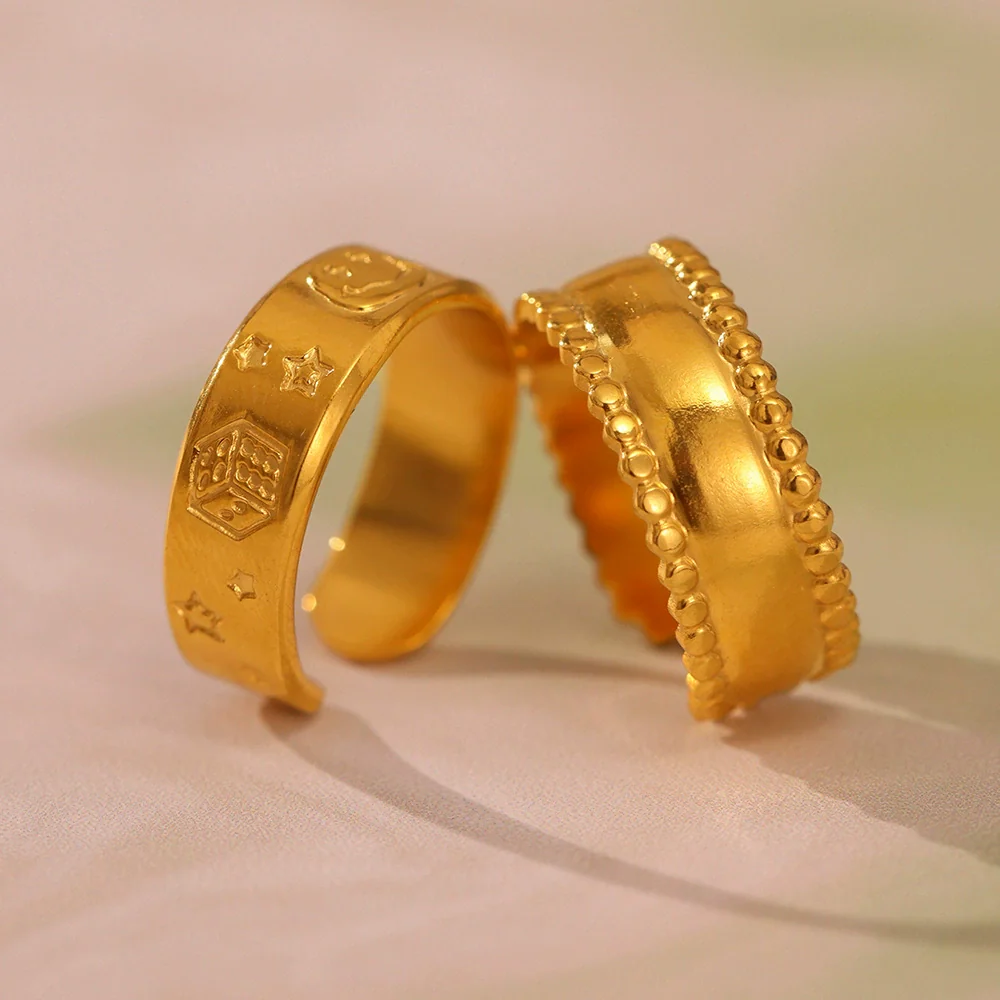 Wholesale Geometric Stainless Steel 18K Gold Plated Women's Finger Ring - Image 4