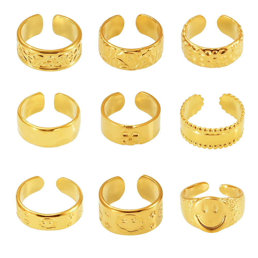Wholesale Geometric Stainless Steel 18K Gold Plated Women's Finger Ring - Image 5