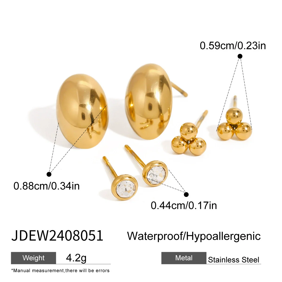 Wholesale Geometric Stainless Steel 18K Goldplated Circular Zircon Earrings For Unisex - Image 6