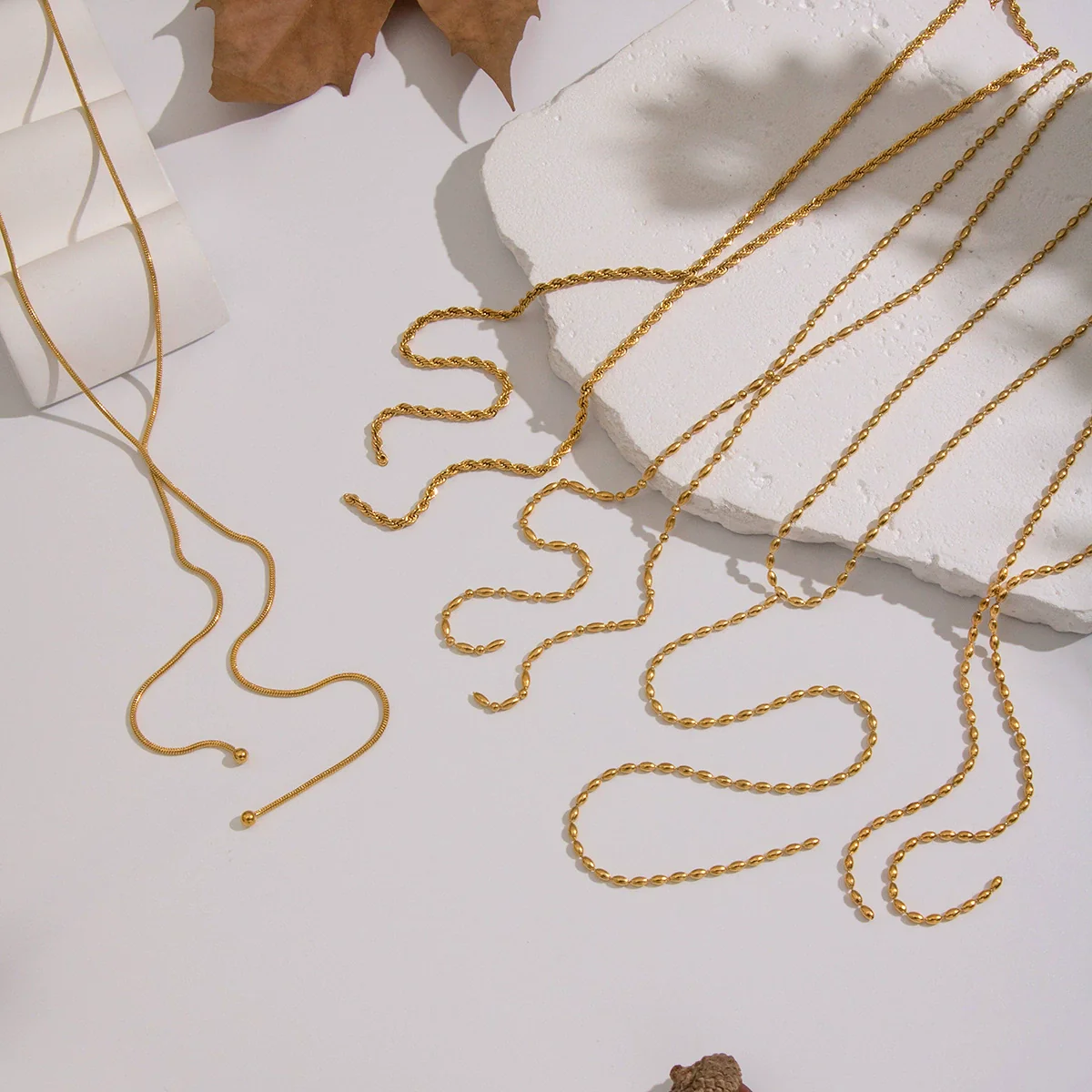 Wholesale Geometric Stainless Steel 18K Real Gold Plated Chain Necklace For Girls - Image 3