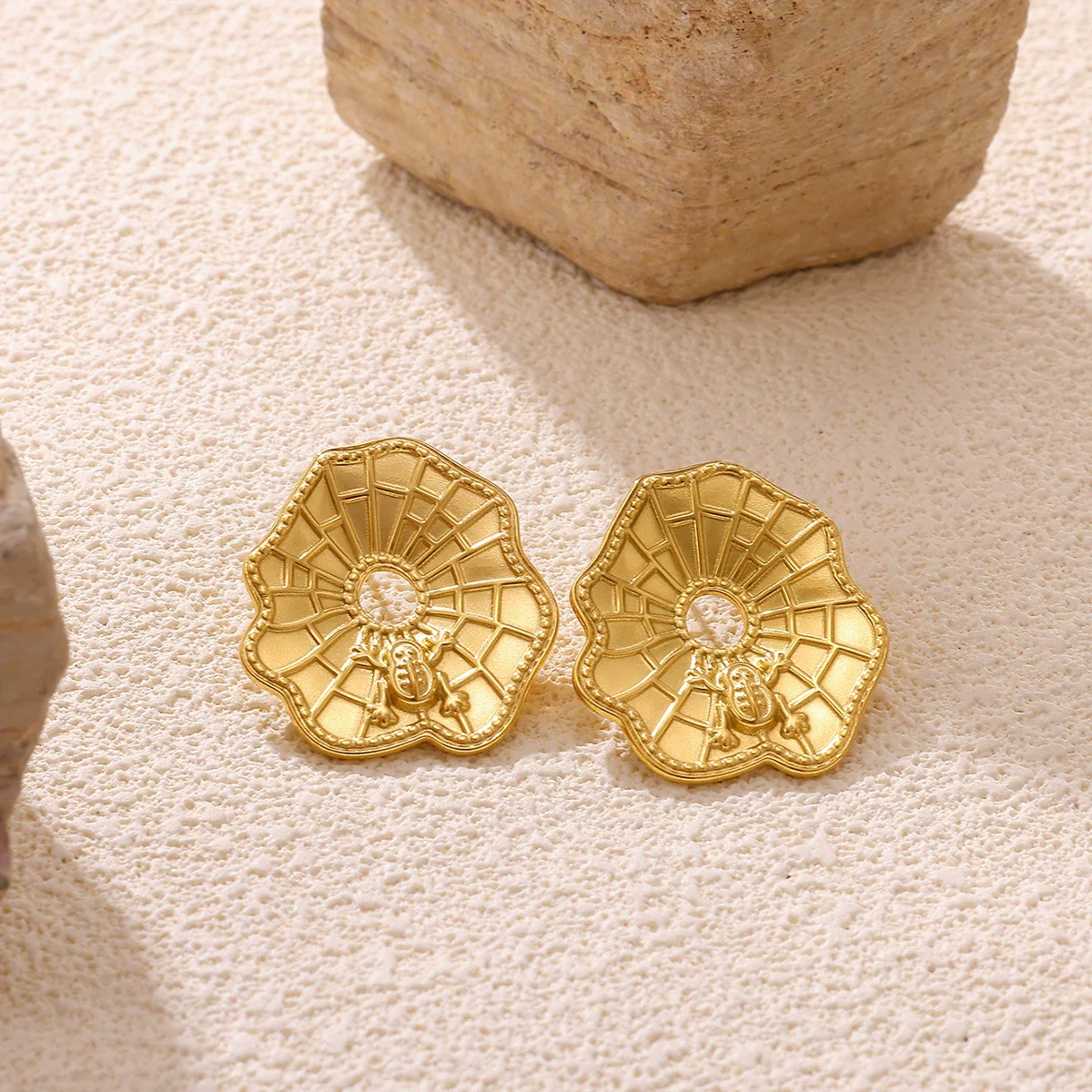Wholesale Geometric Stainless Steel And Gold Electroplated Earrings For Unisex - Image 4