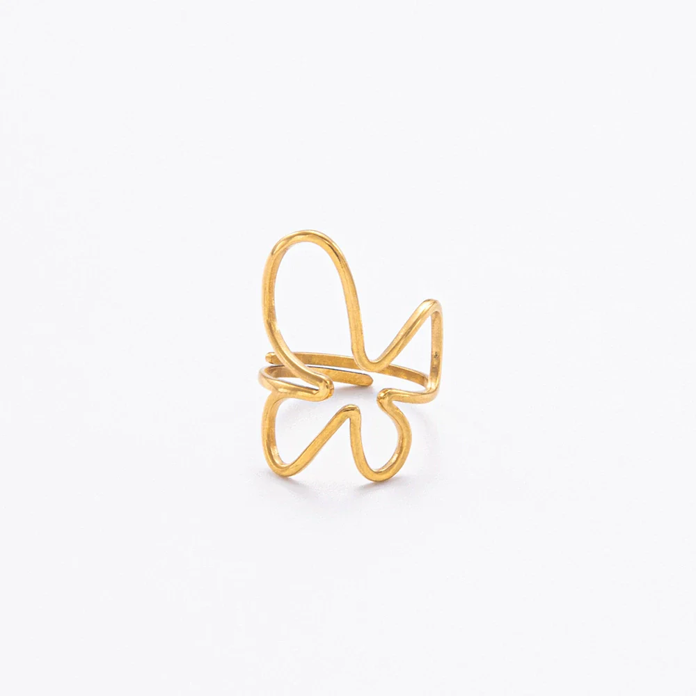 Wholesale Geometric Stainless Steel And Titanium Steel Electroplated 18K Gold Women's Ring - Image 4