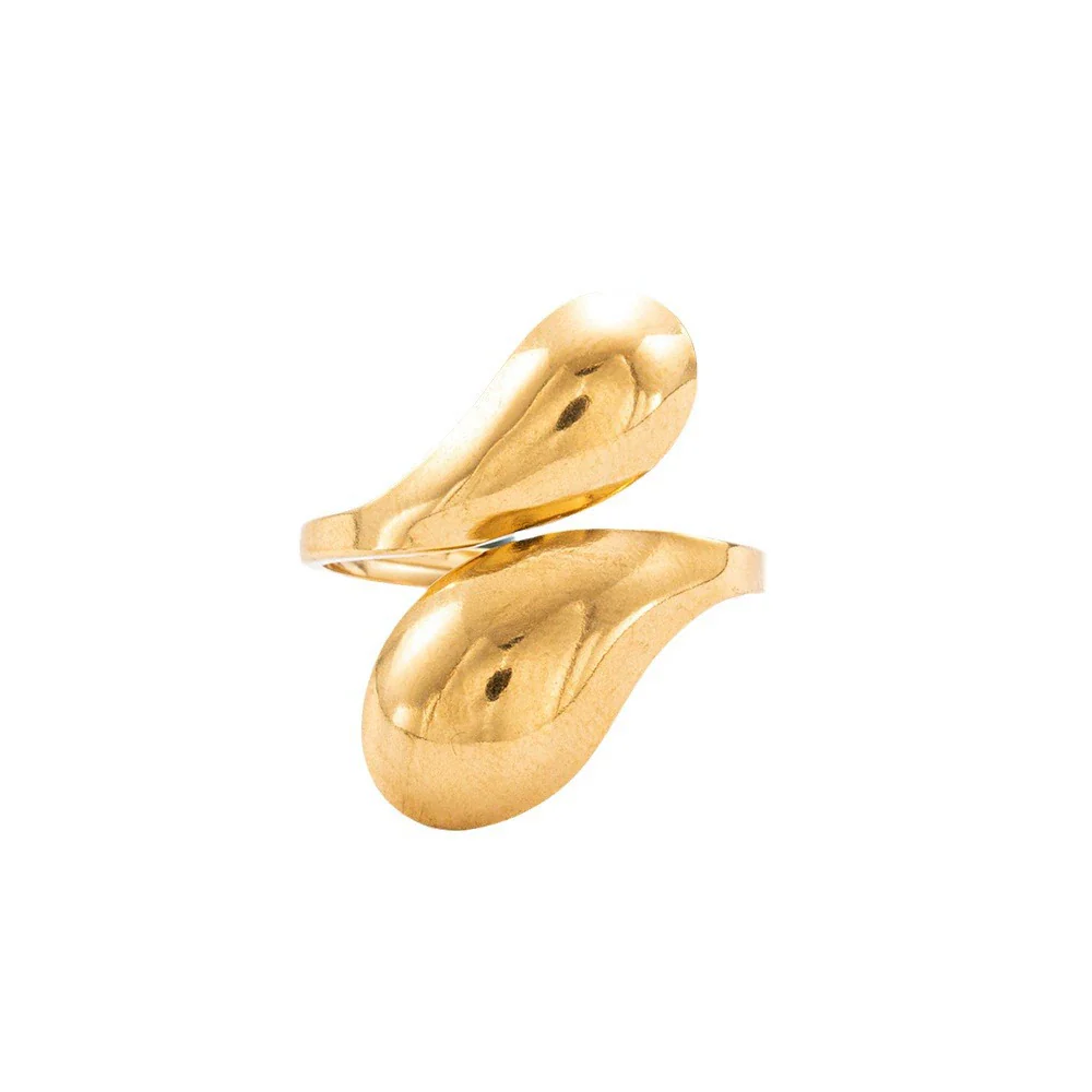 Wholesale Geometric Stainless Steel And Titanium Steel Electroplated 18K Gold Women's Ring - Image 5