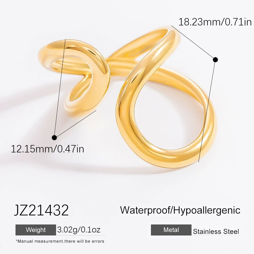 Wholesale Geometric Stainless Steel And Titanium Steel Electroplated 18K Gold Women's Ring - Image 6